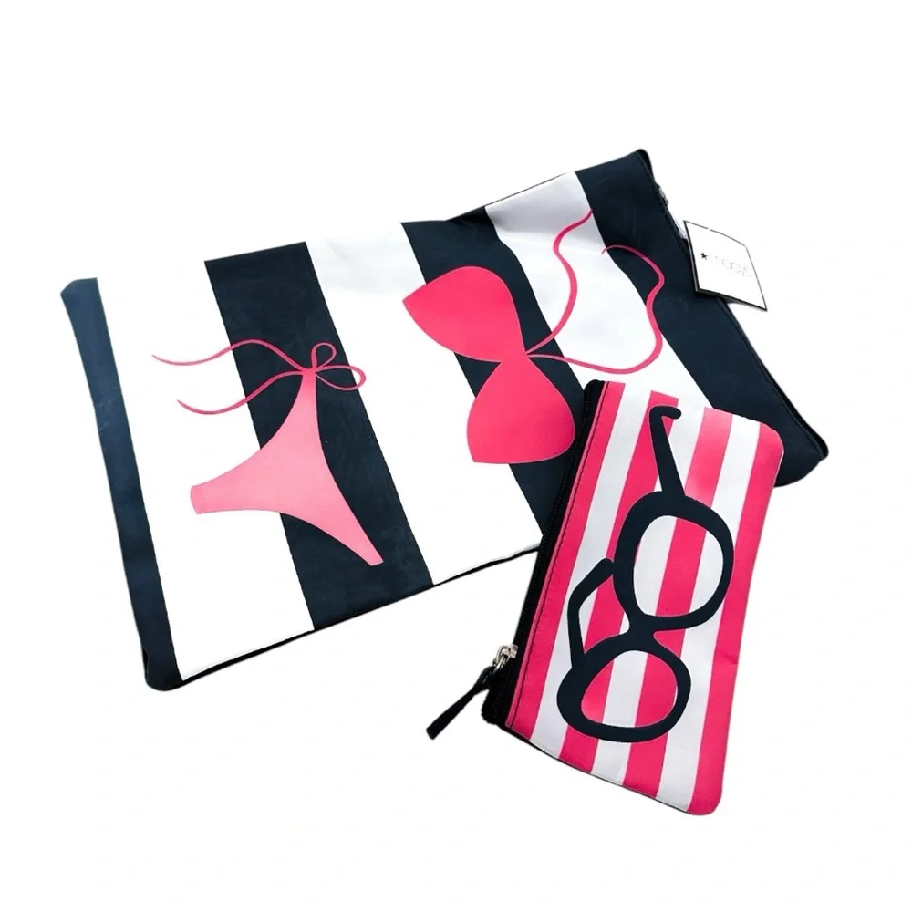 NWT Macys 2 Piece Swim Bikini / Cosmetic and Travel Bag Set